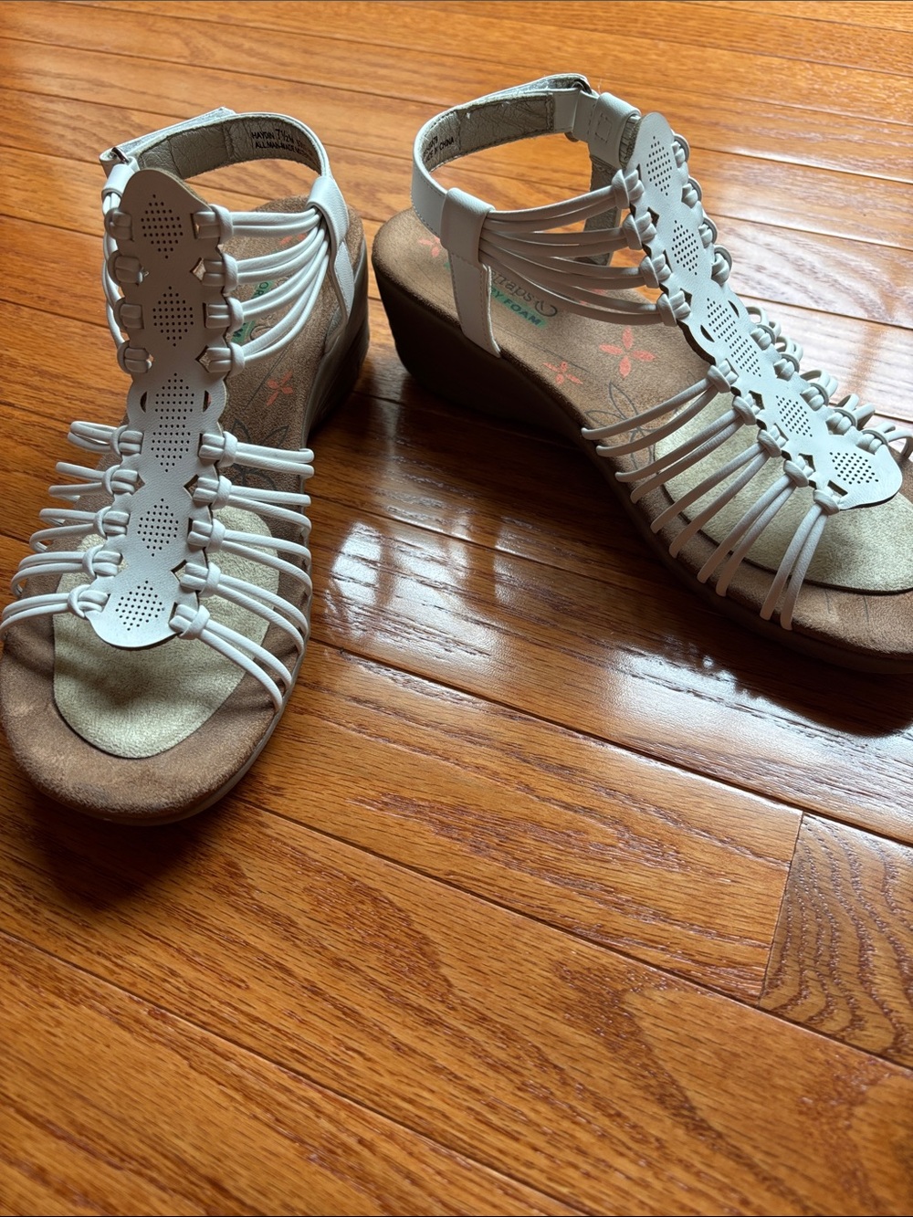 BareTraps White Strappy Wedge Sandals